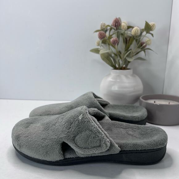 Vionic Gemma Terry Mule Slipper Light Gray Slip-On Arch Support Women 10M - Picture 2 of 9